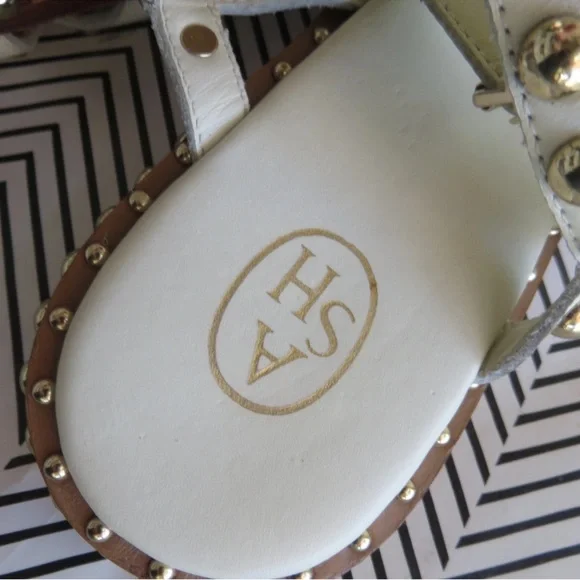 ASH Play Studded Leather White Sandals Gladiator Flats  Size 41 Women's 10.5 - Picture 3 of 6